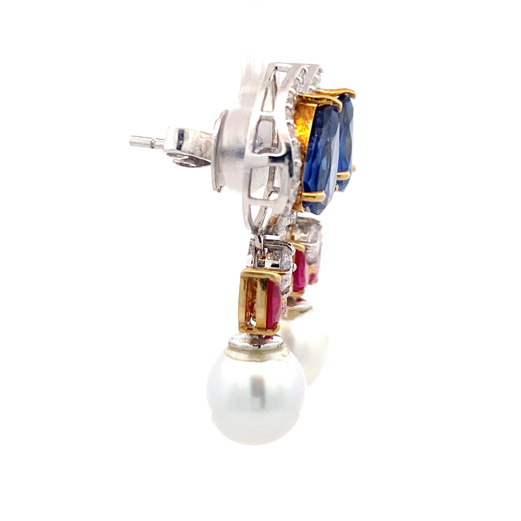 Sapphire Ruby Pearl Linear Drops