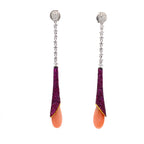 Crystal Bar Coral Teardrop Danglers
