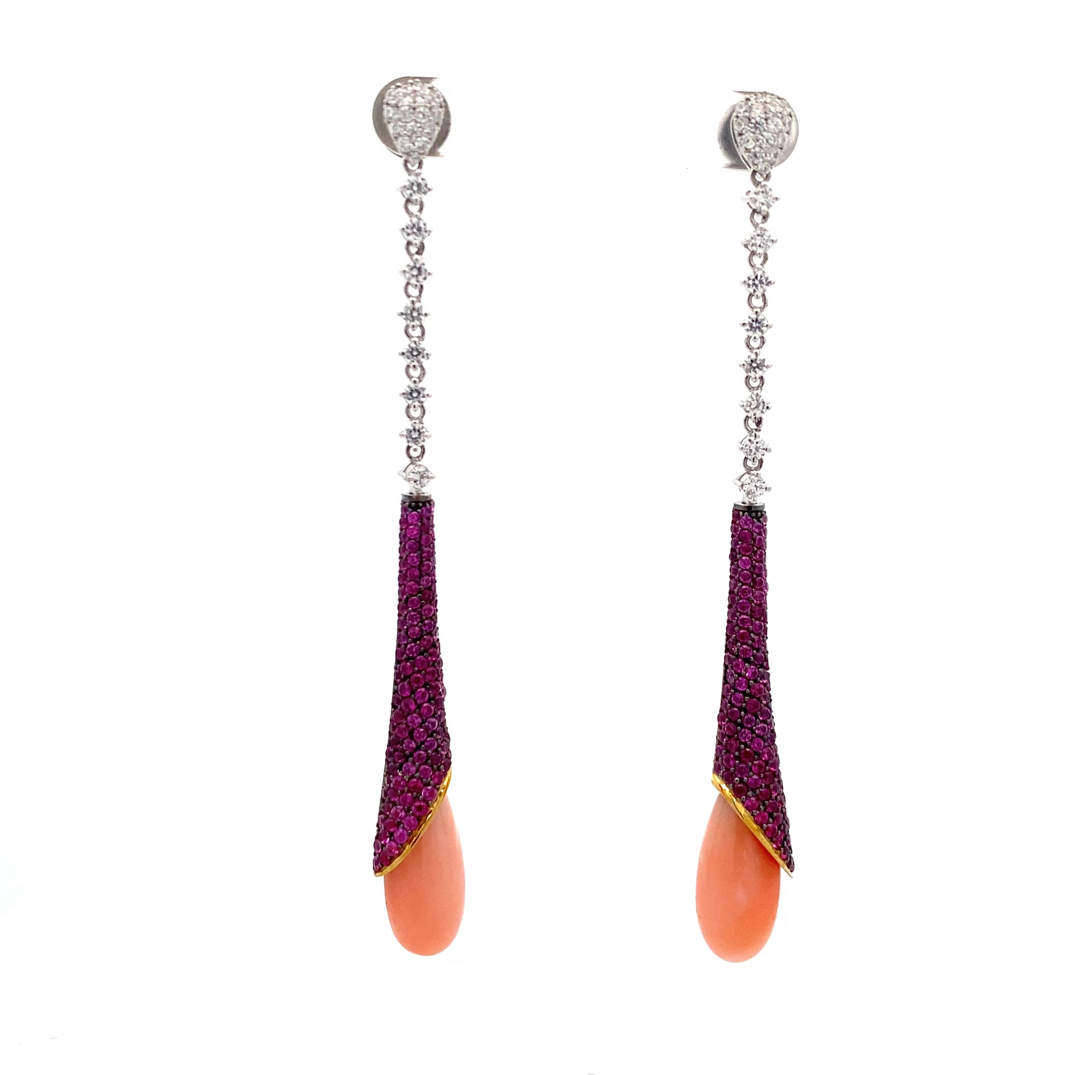 Crystal Bar Coral Teardrop Danglers