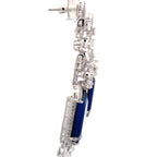 Sapphire Baguette Crystal Chandelier Earrings