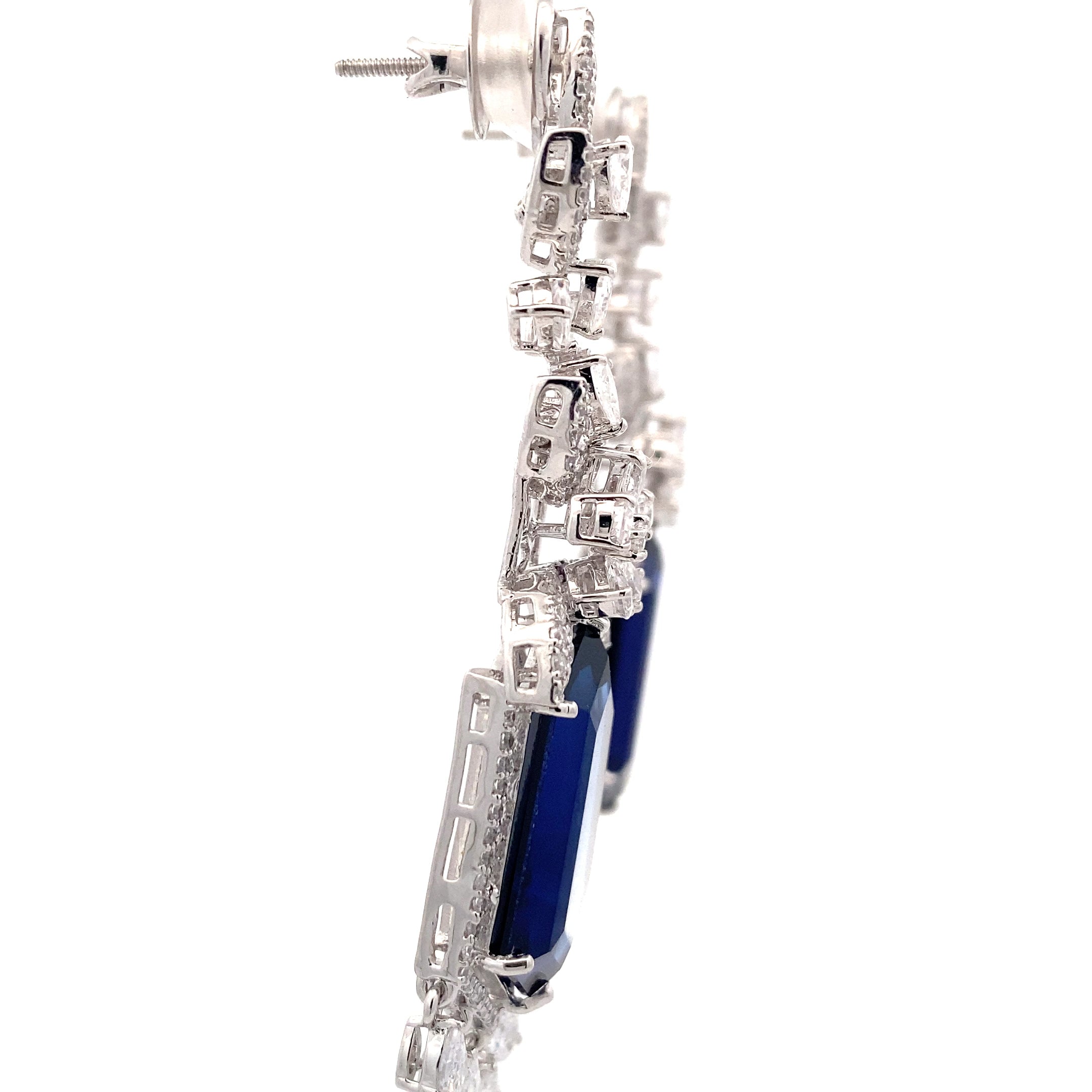 Sapphire Baguette Crystal Chandelier Earrings