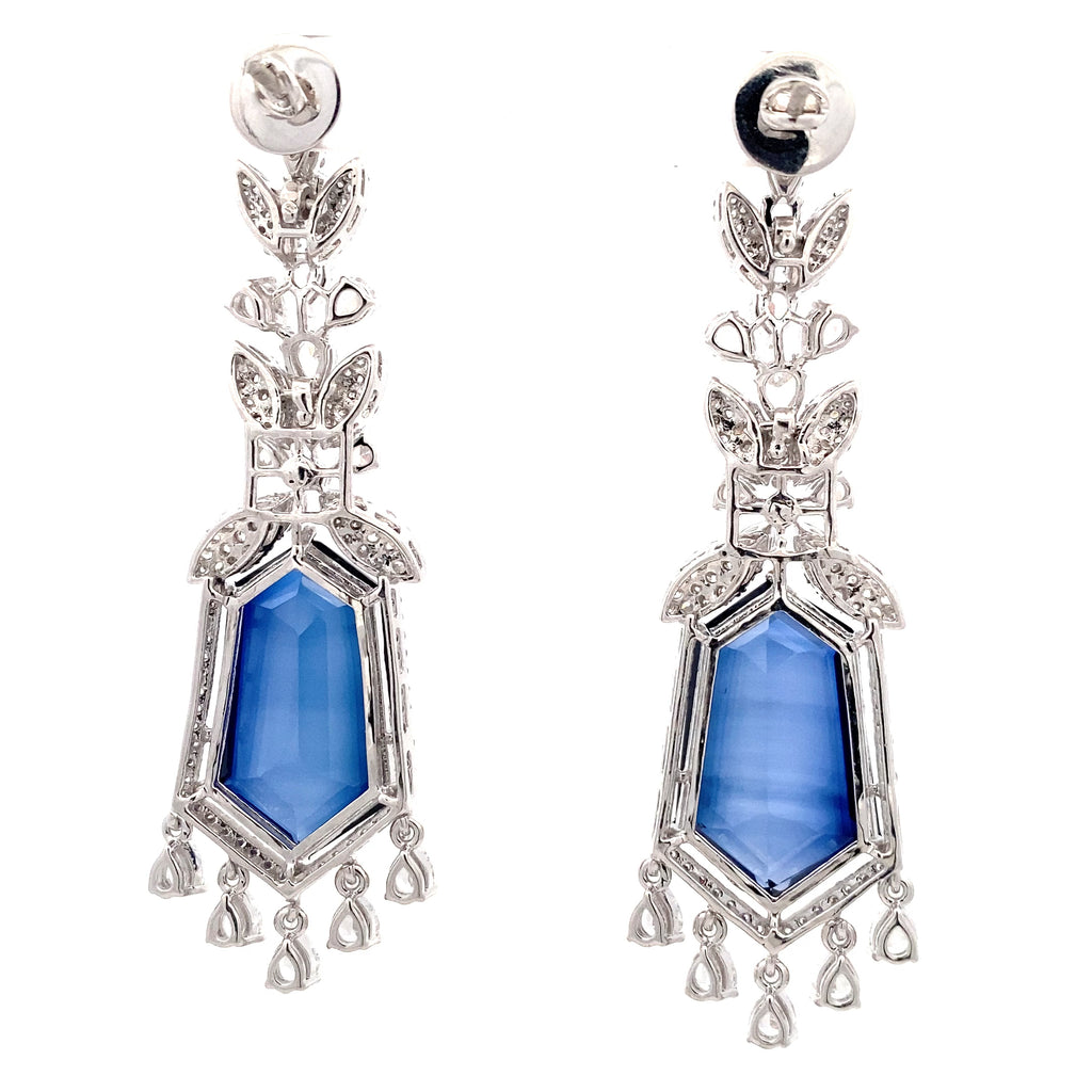 Sapphire Baguette Crystal Chandelier Earrings