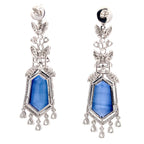 Sapphire Baguette Crystal Chandelier Earrings