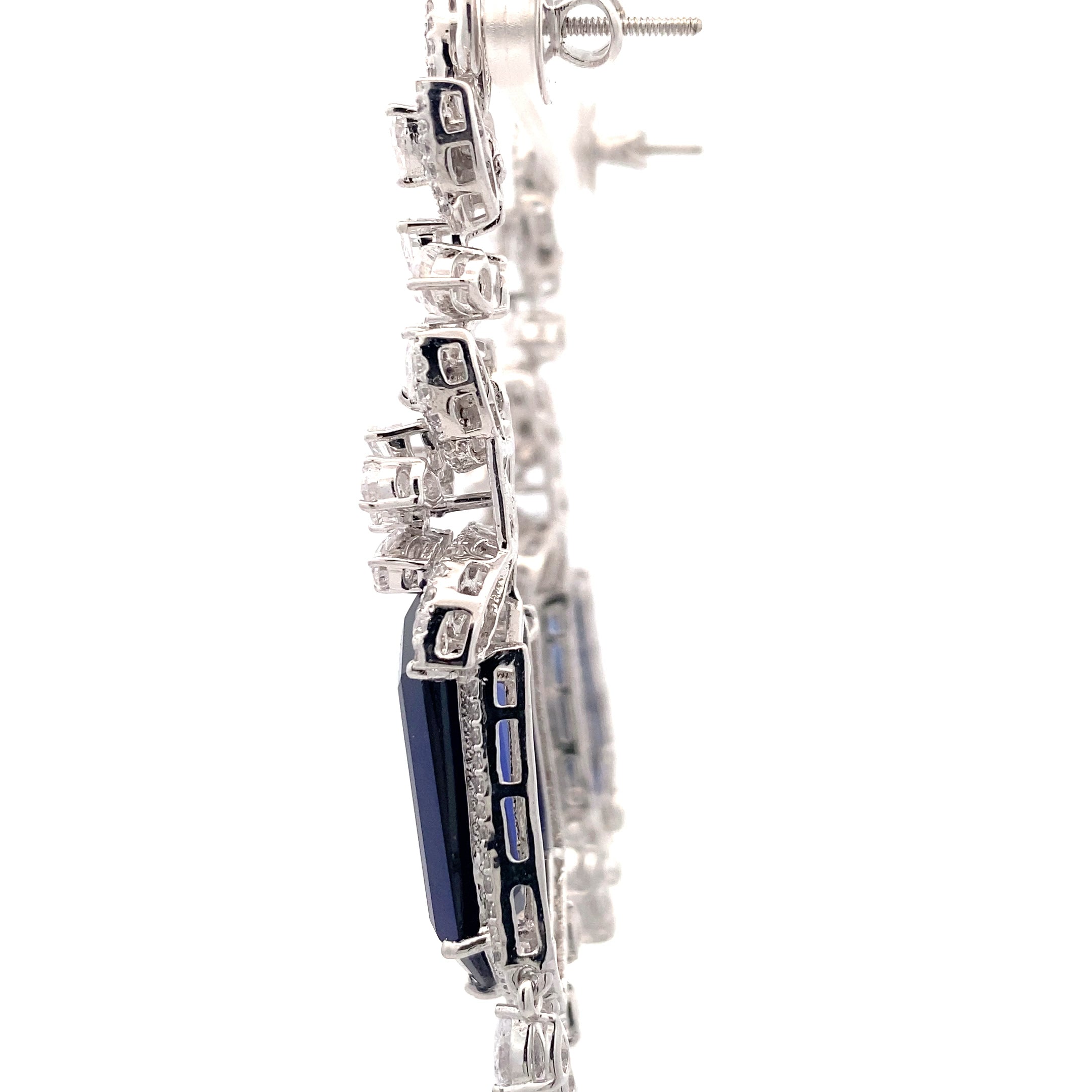 Sapphire Baguette Crystal Chandelier Earrings