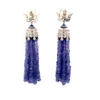 Tanzanite Bead Tassel Drop Earrings