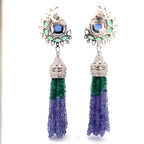 Sapphire Emerald Bicolor Tassel Earrings