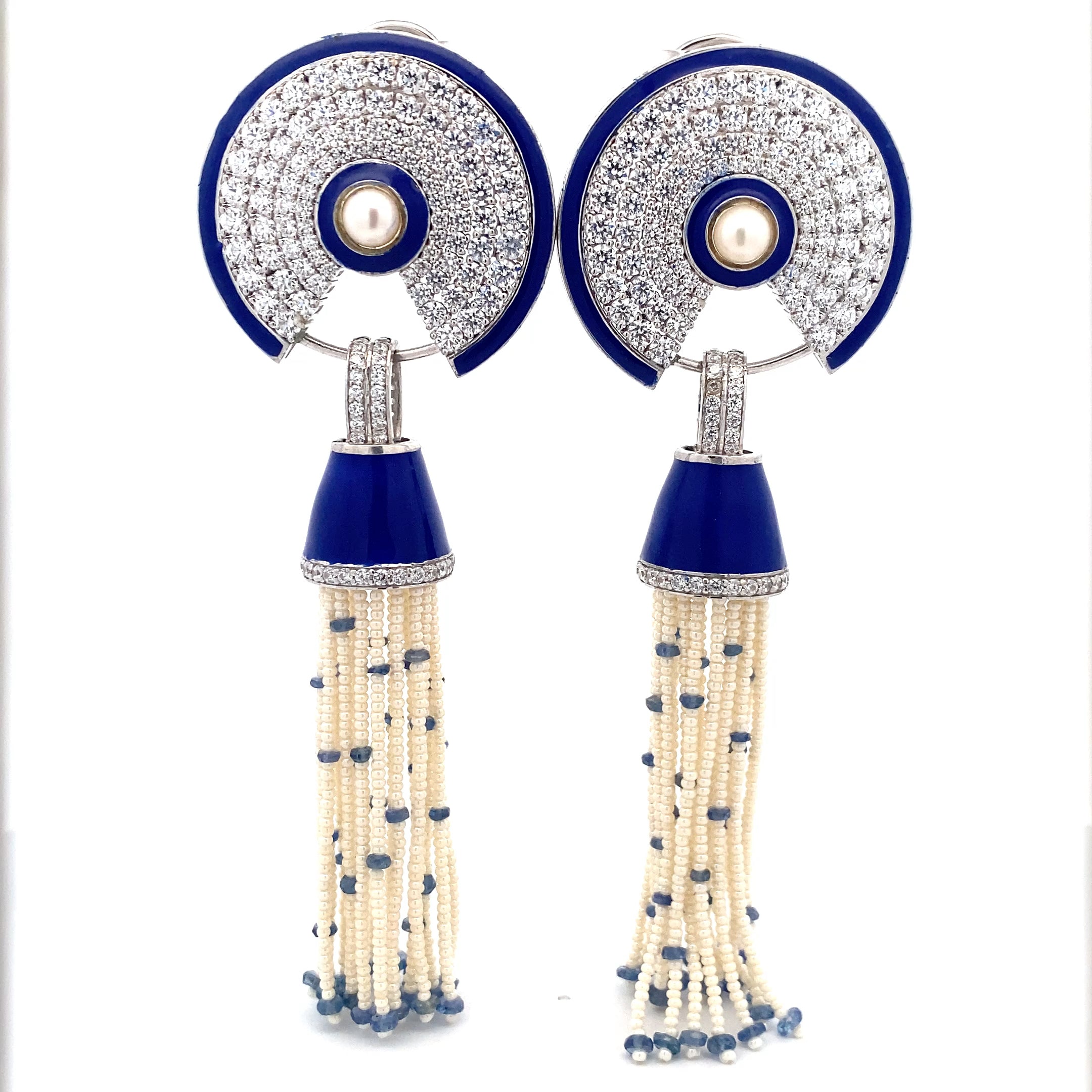 Lapis Enamel Pearl Tassel