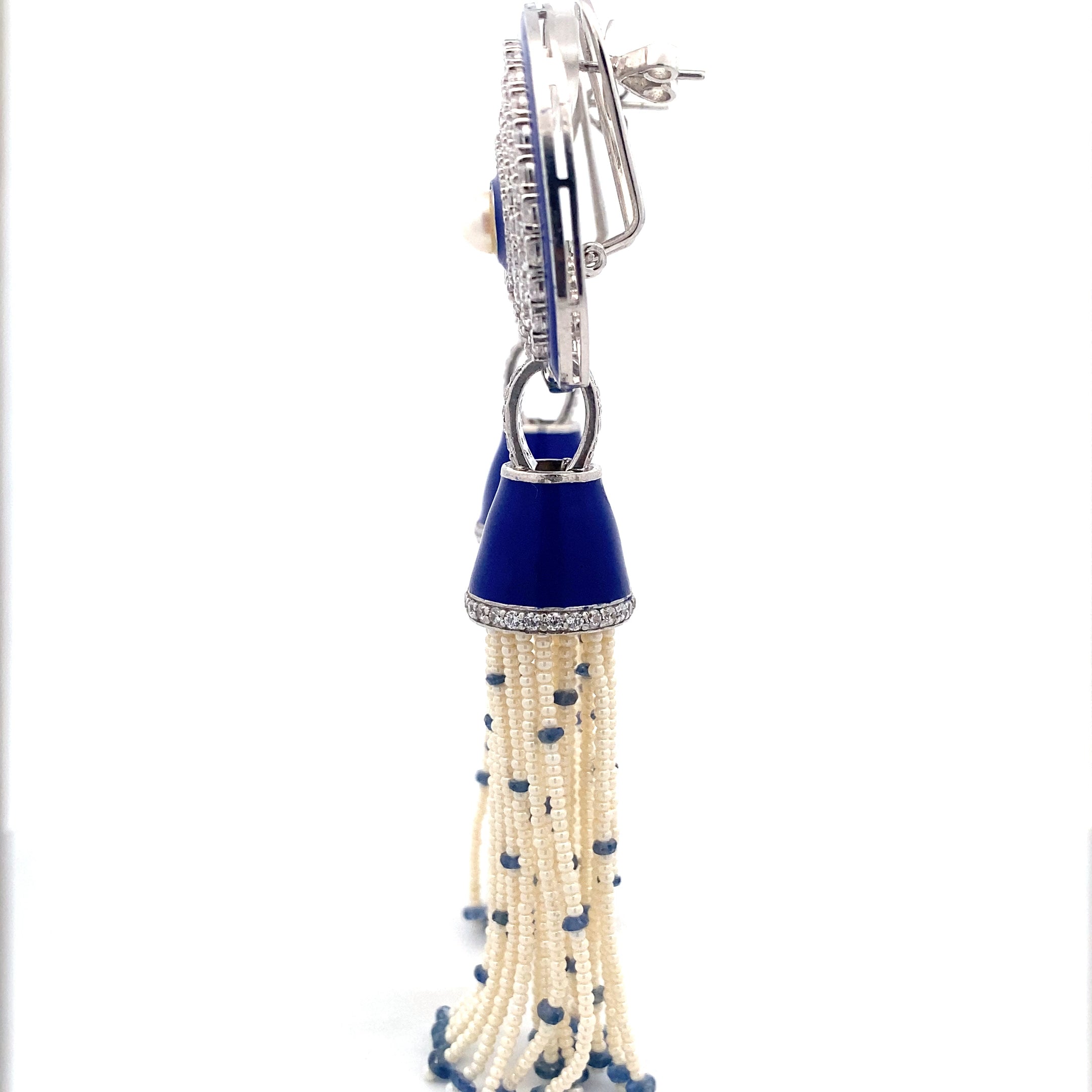 Lapis Enamel Pearl Tassel