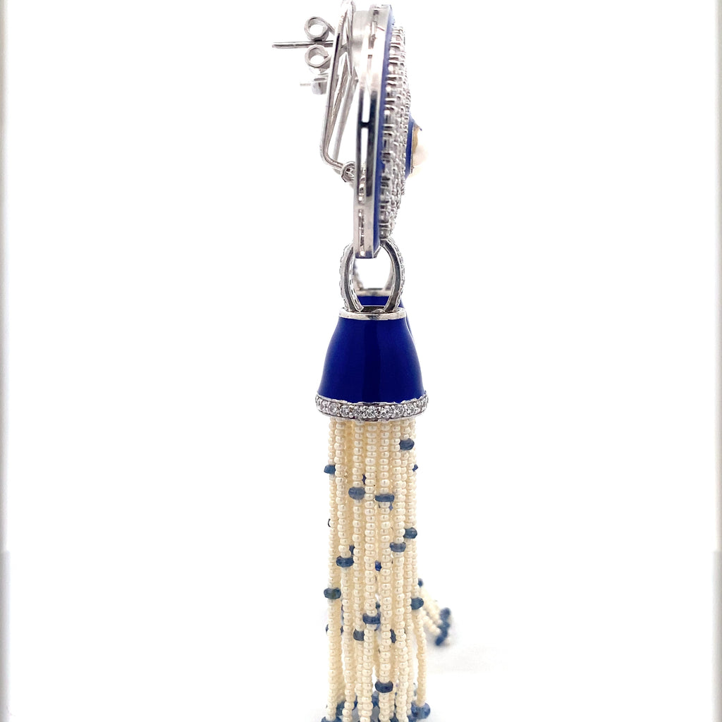 Lapis Enamel Pearl Tassel