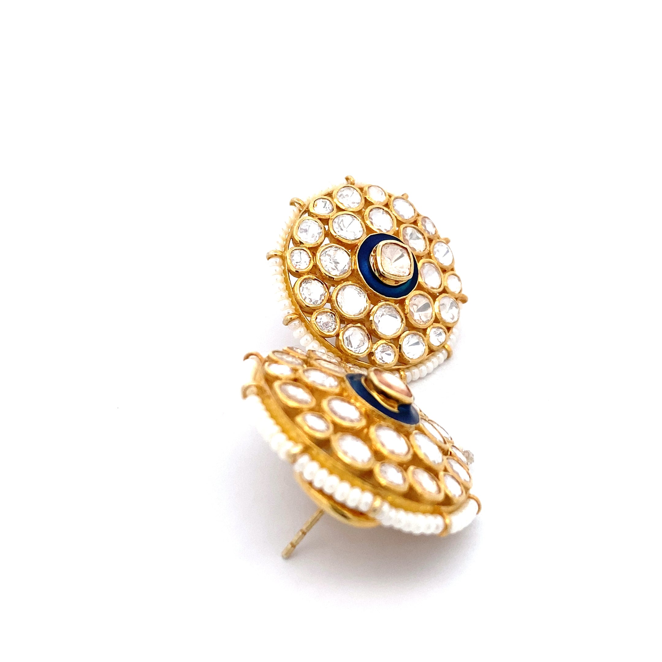 Moissanite Blue Enamel Studs