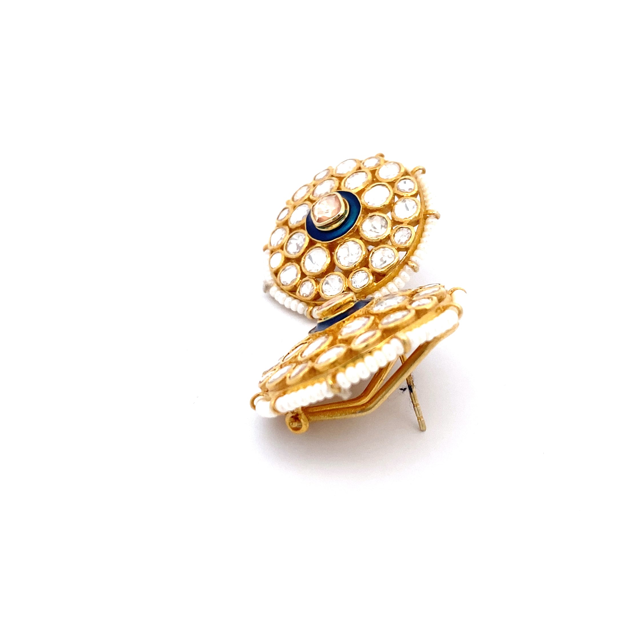 Moissanite Blue Enamel Studs