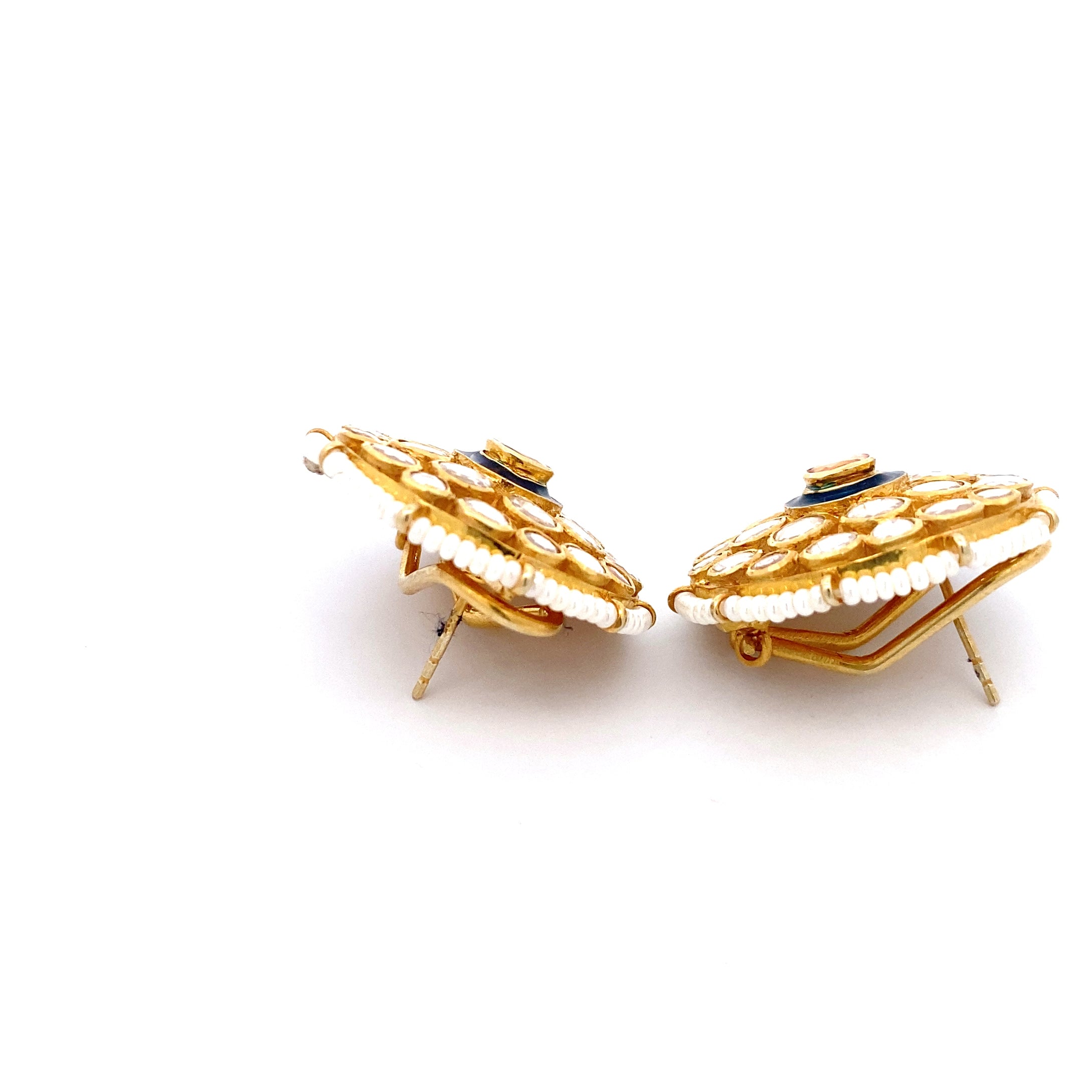Moissanite Blue Enamel Studs