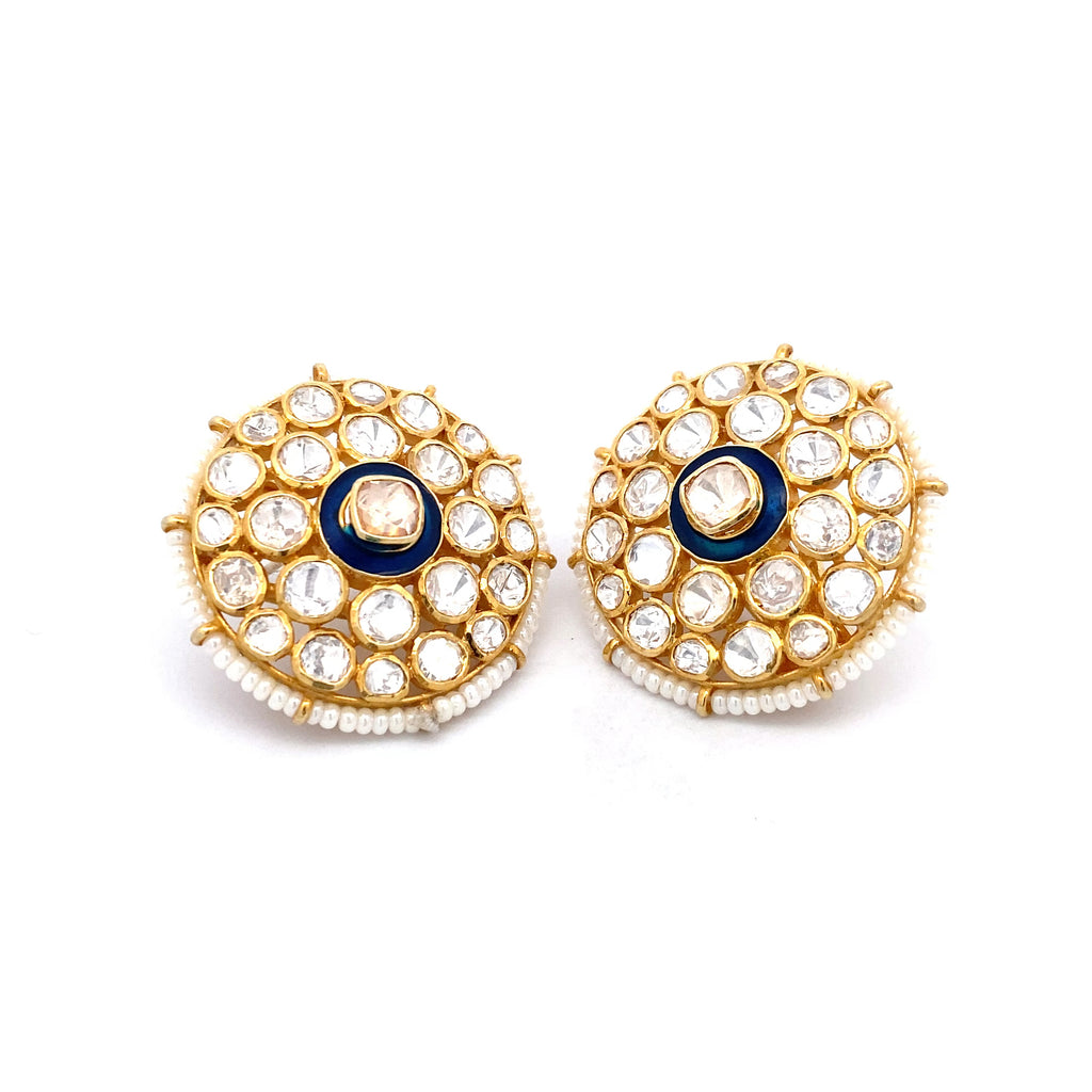 Moissanite Blue Enamel Studs