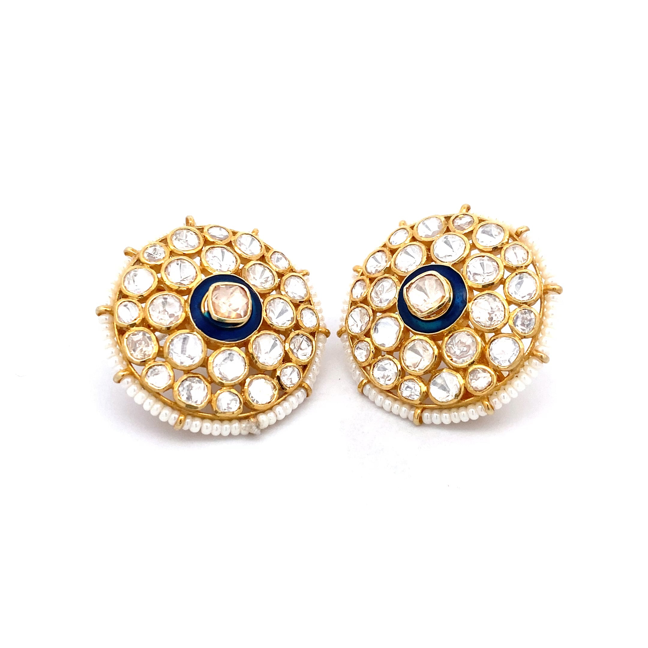 Moissanite Blue Enamel Studs