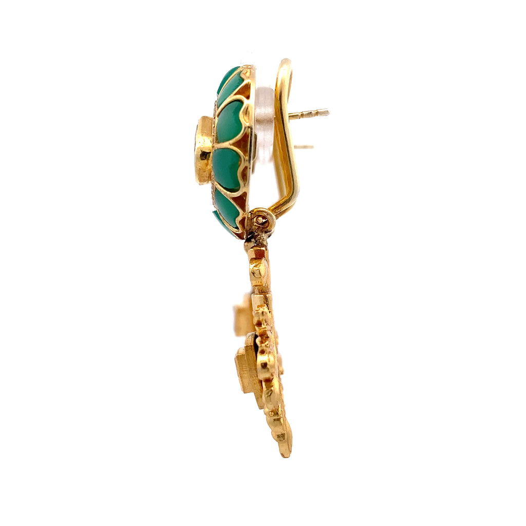 Green Enamel Jhumki Earrings