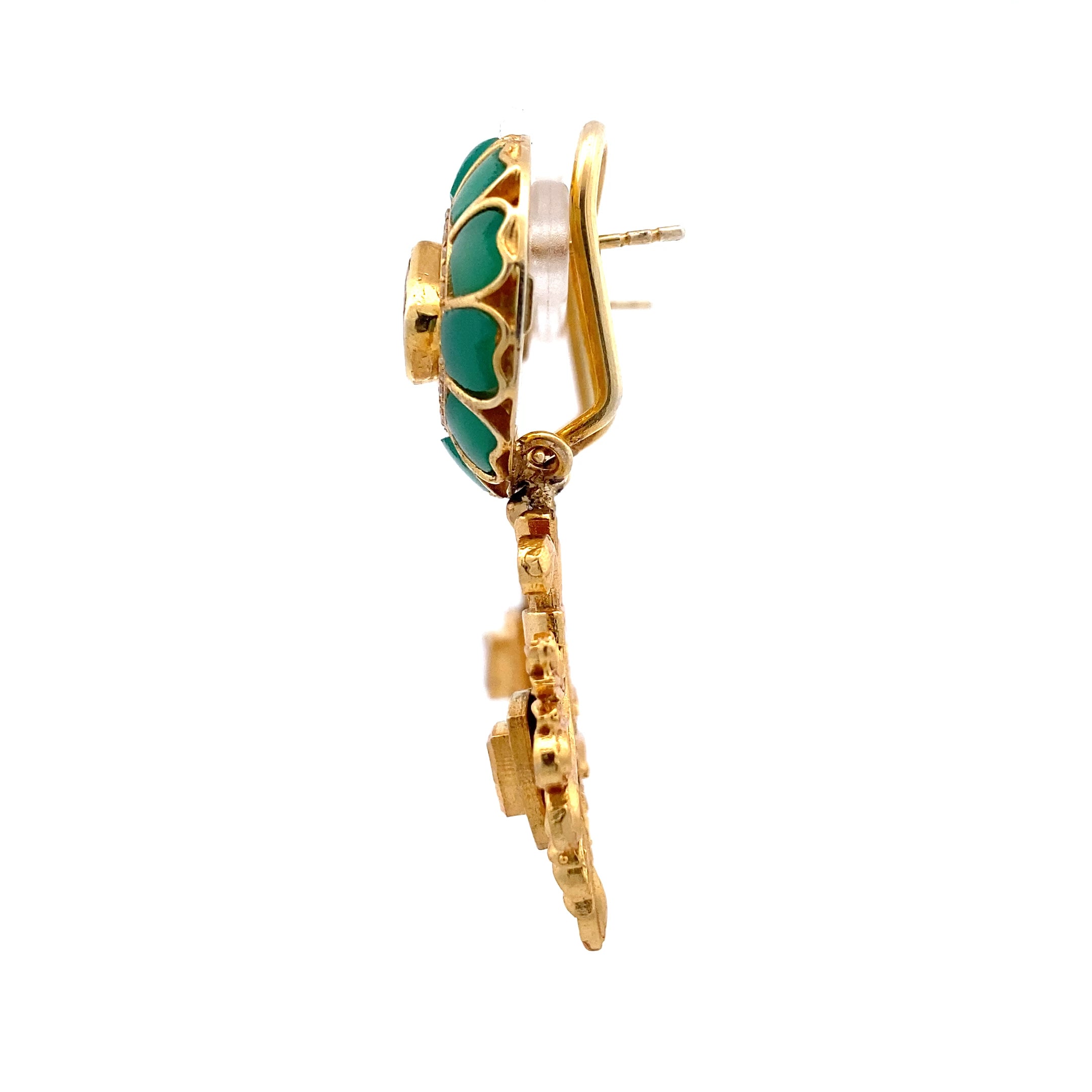 Green Enamel Jhumki Earrings