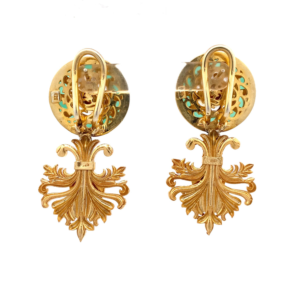 Green Enamel Jhumki Earrings