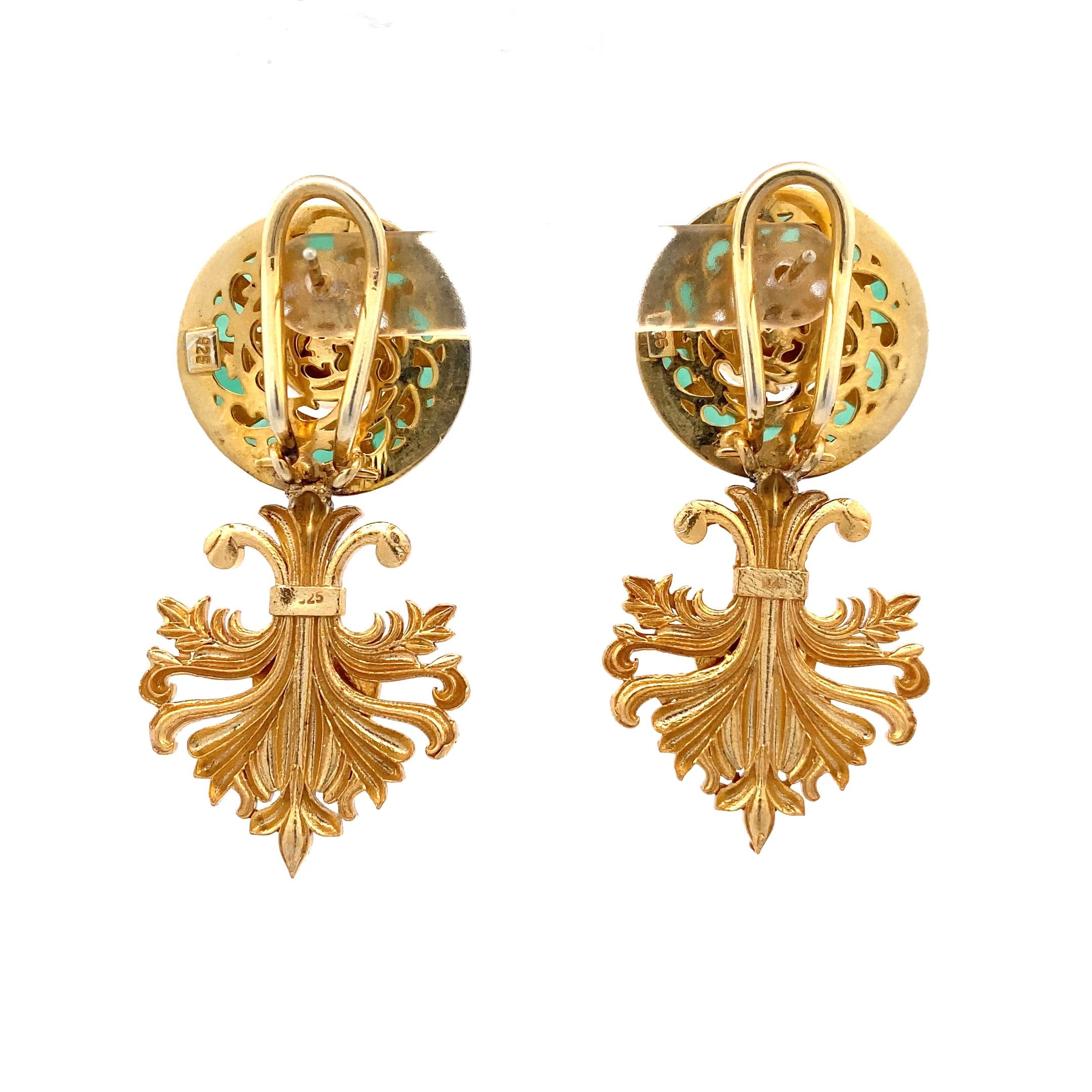 Green Enamel Jhumki Earrings