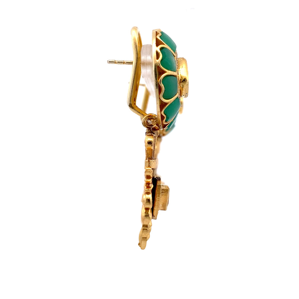 Green Enamel Jhumki Earrings