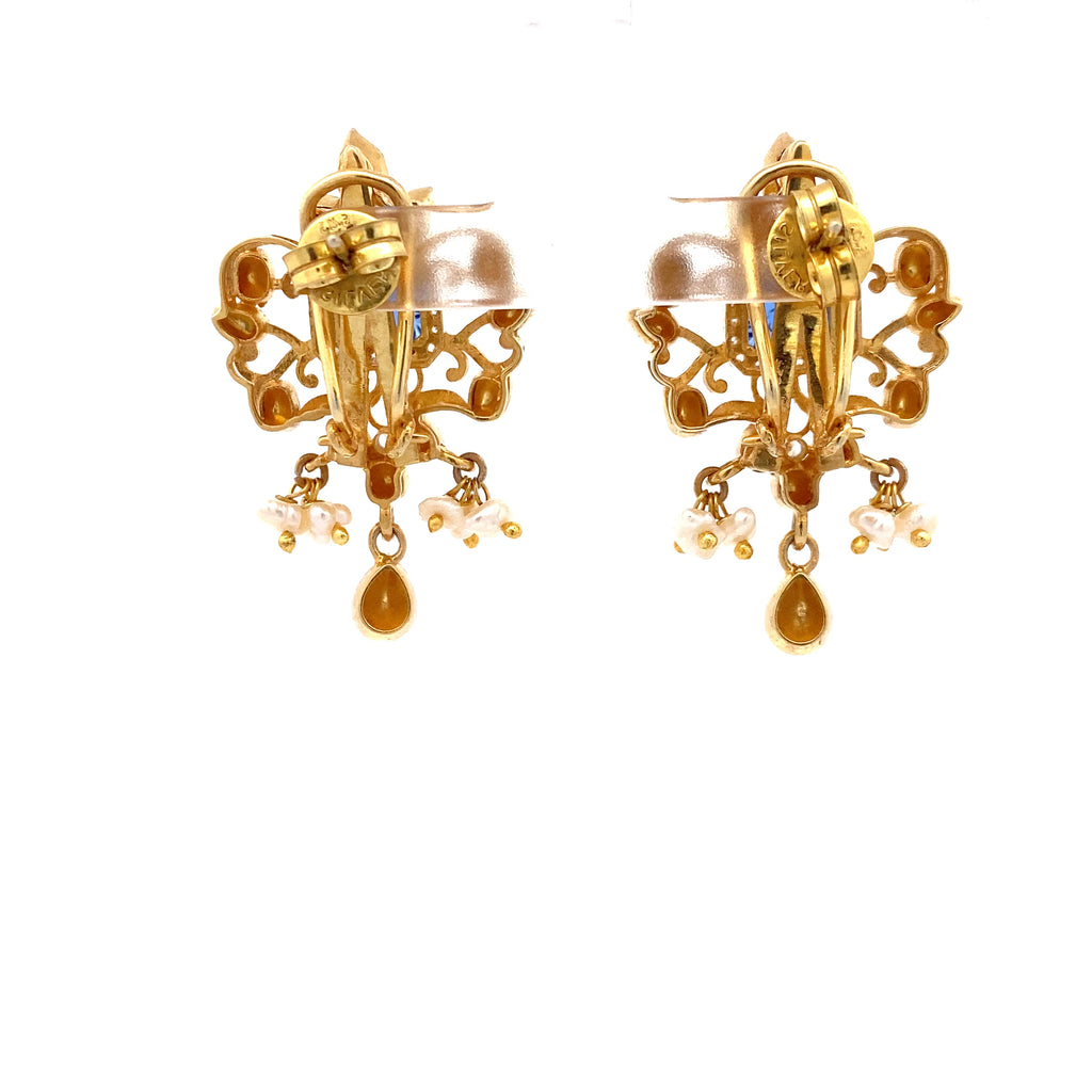 Sapphire Pearl Drop Earrings