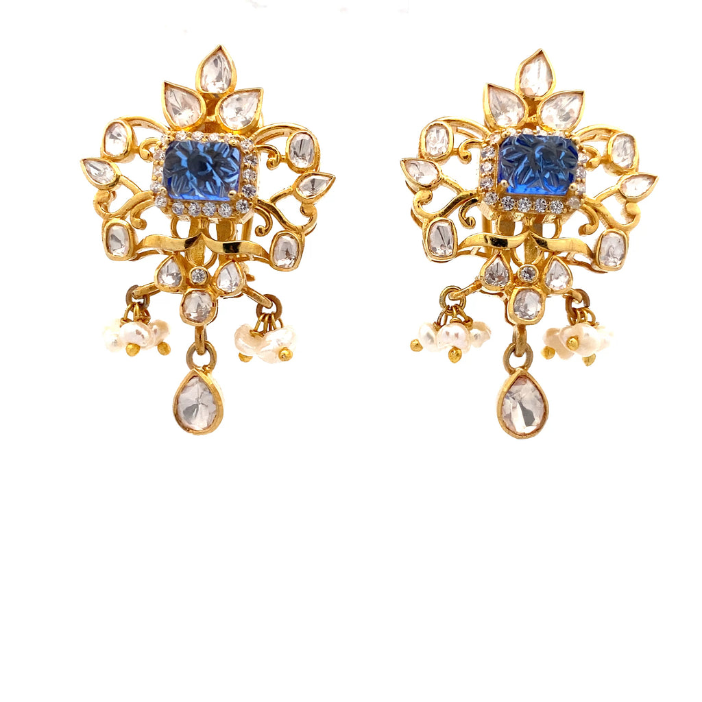 Sapphire Pearl Drop Earrings