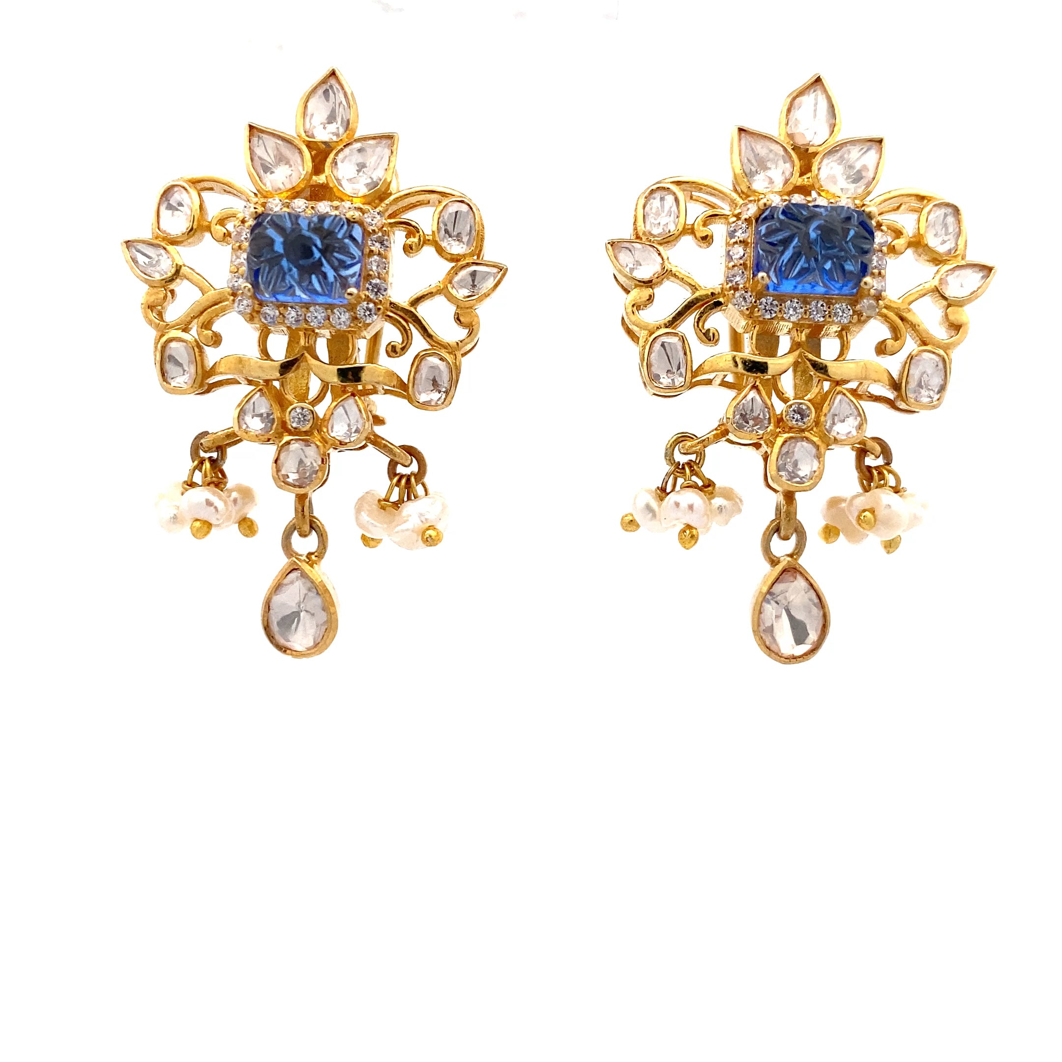Sapphire Pearl Drop Earrings