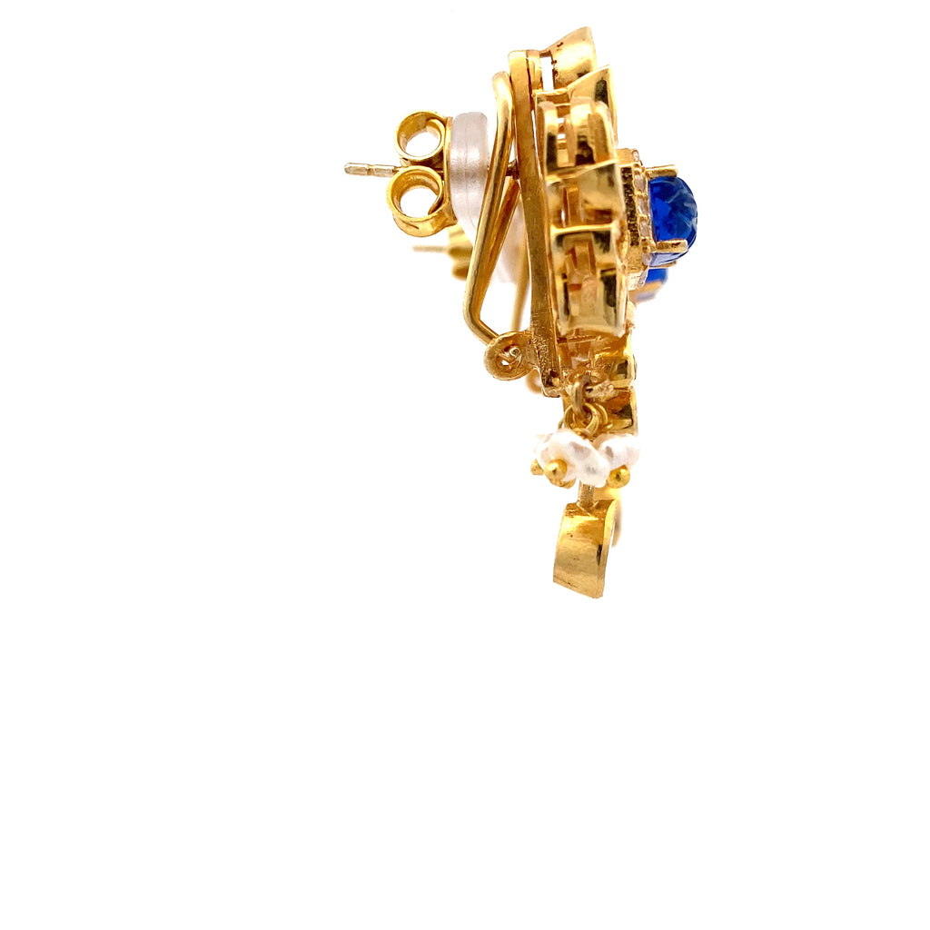 Sapphire Pearl Drop Earrings