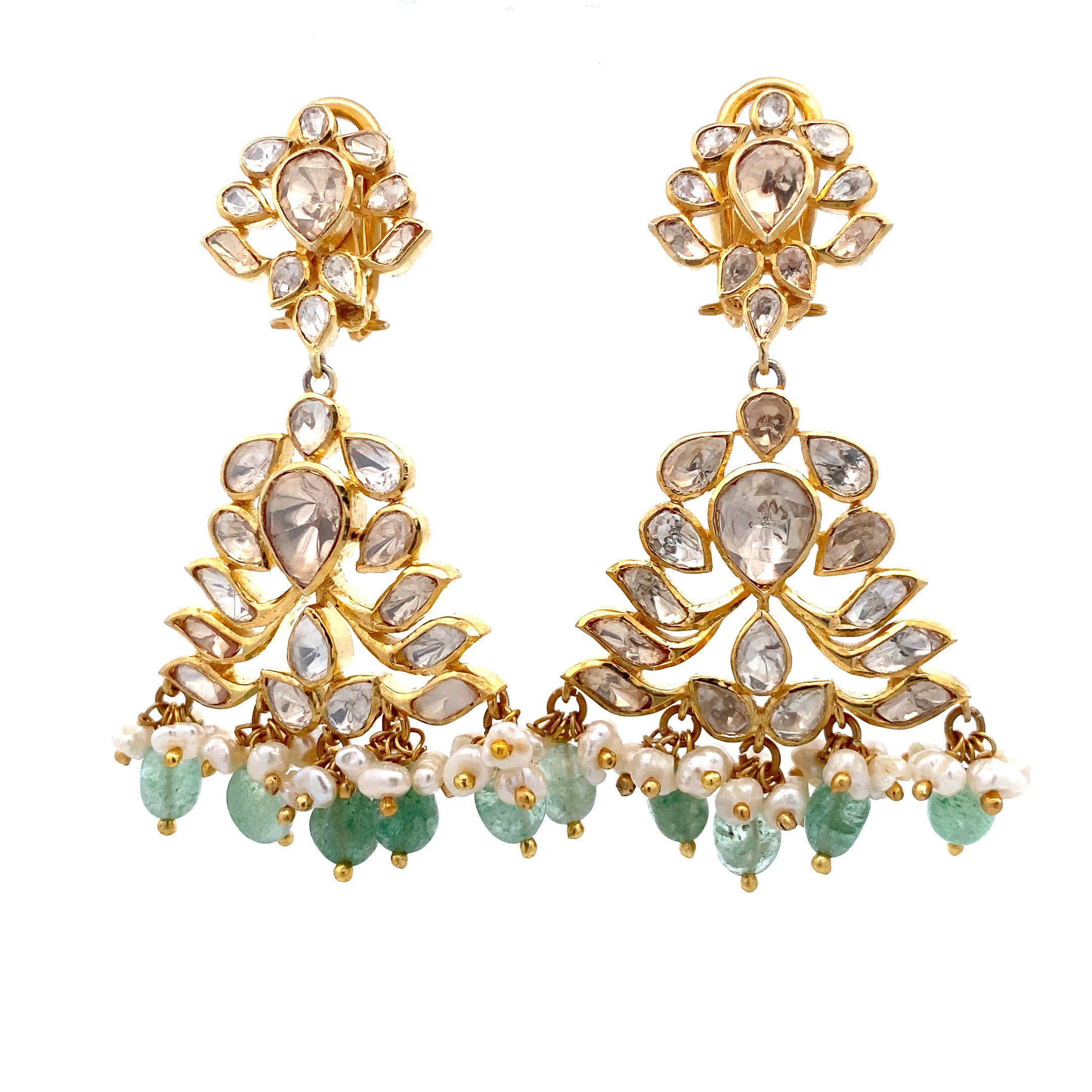 Lotus Emerald Pearl Chandbali
