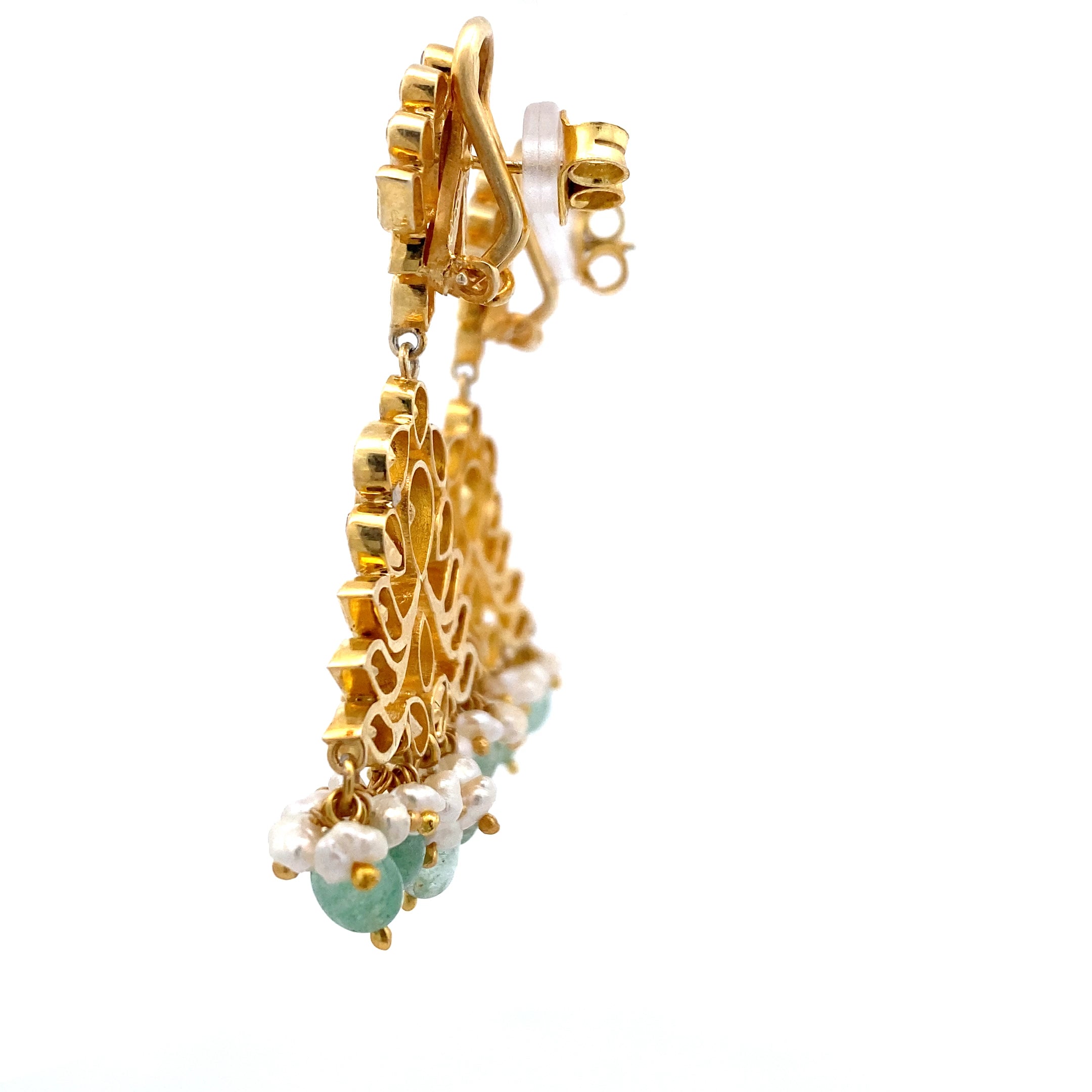 Lotus Emerald Pearl Chandbali