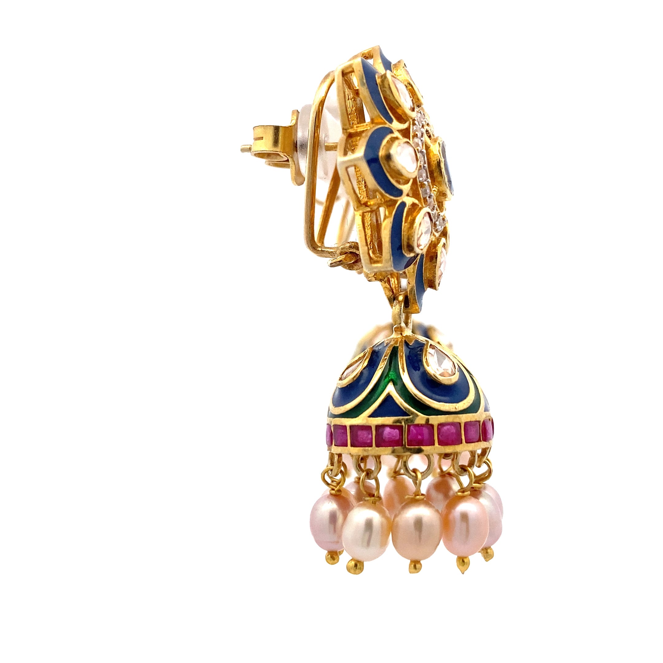 Meenakari Moissanite Jhumki Earrings