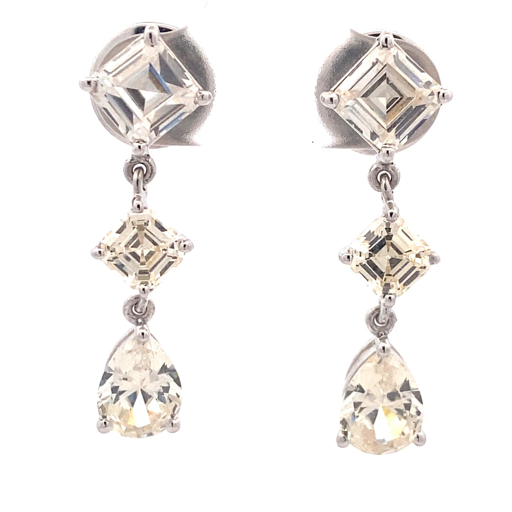 Triple Stone Linear Drop Earrings