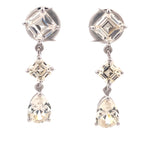 Triple Stone Linear Drop Earrings