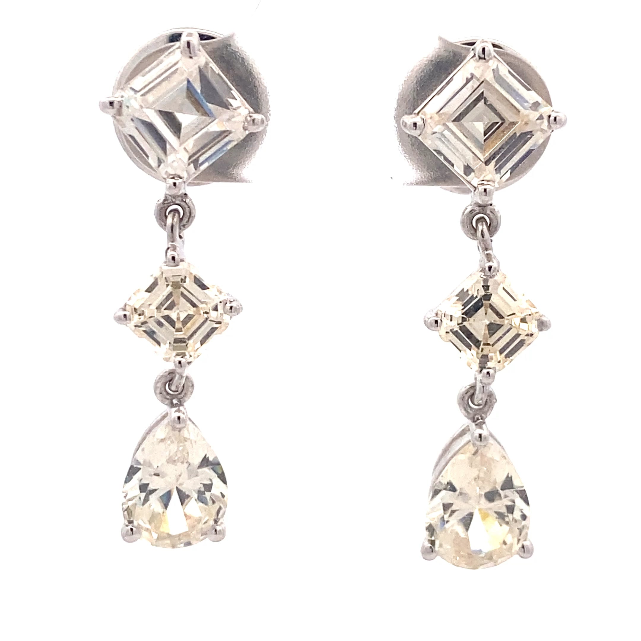 Triple Stone Linear Drop Earrings