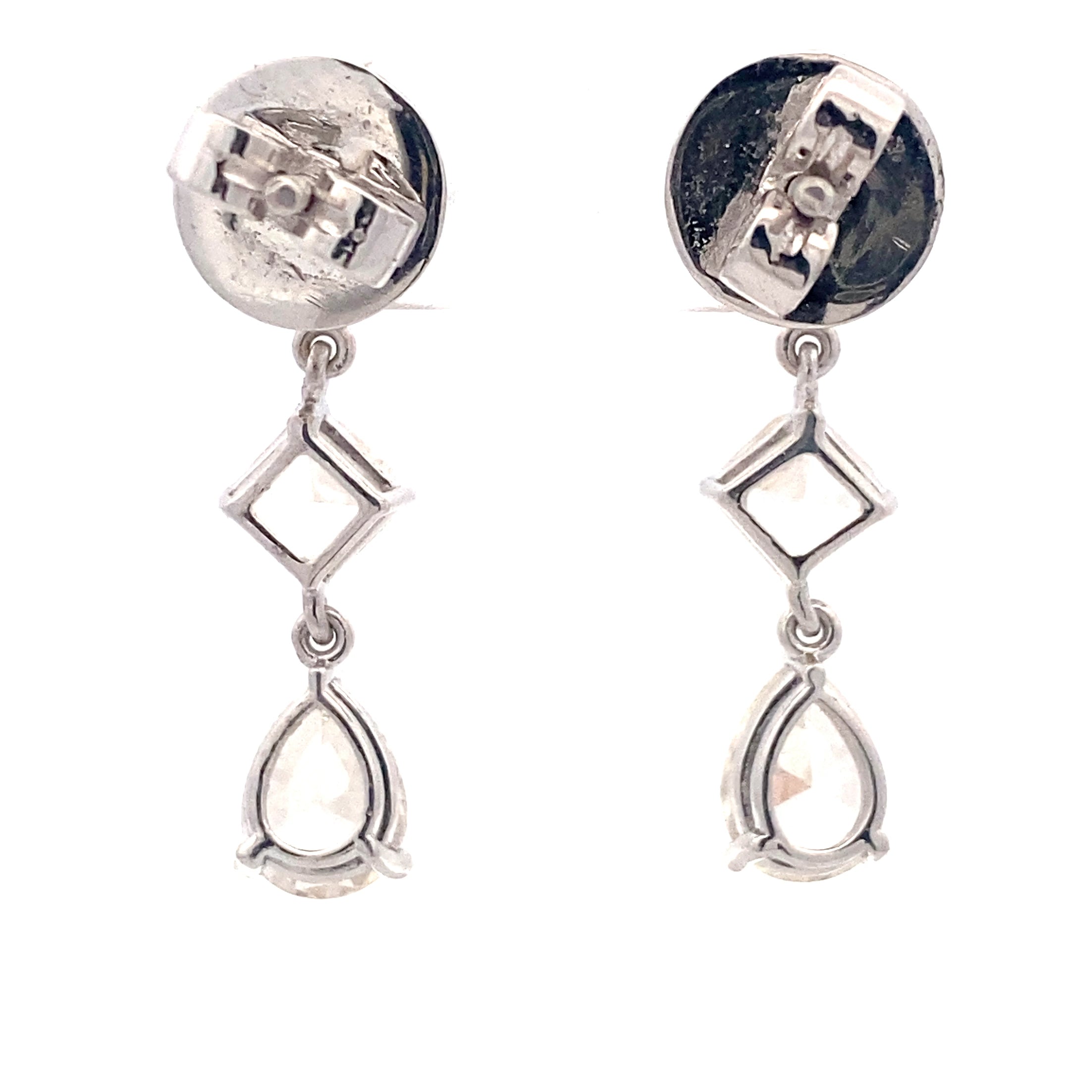Triple Stone Linear Drop Earrings