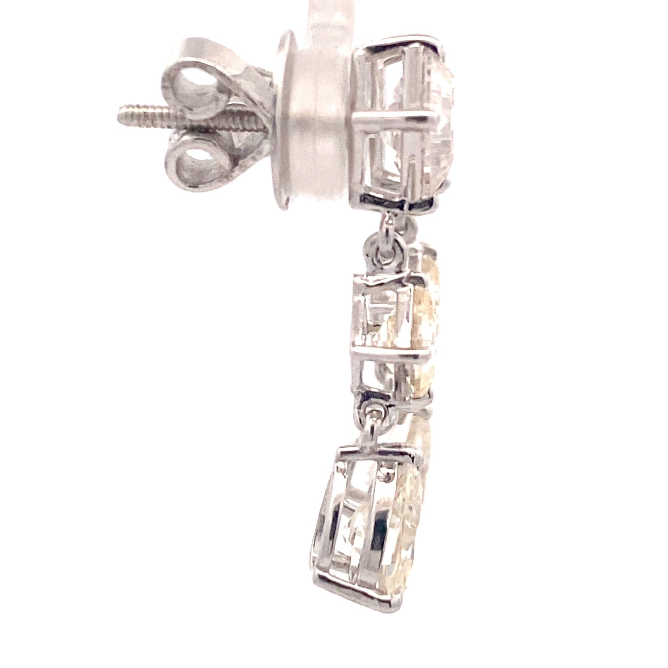 Triple Stone Linear Drop Earrings