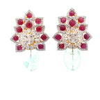 Ruby Crystal Aqua Briolette Drop Earrings
