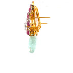 Ruby Crystal Aqua Briolette Drop Earrings