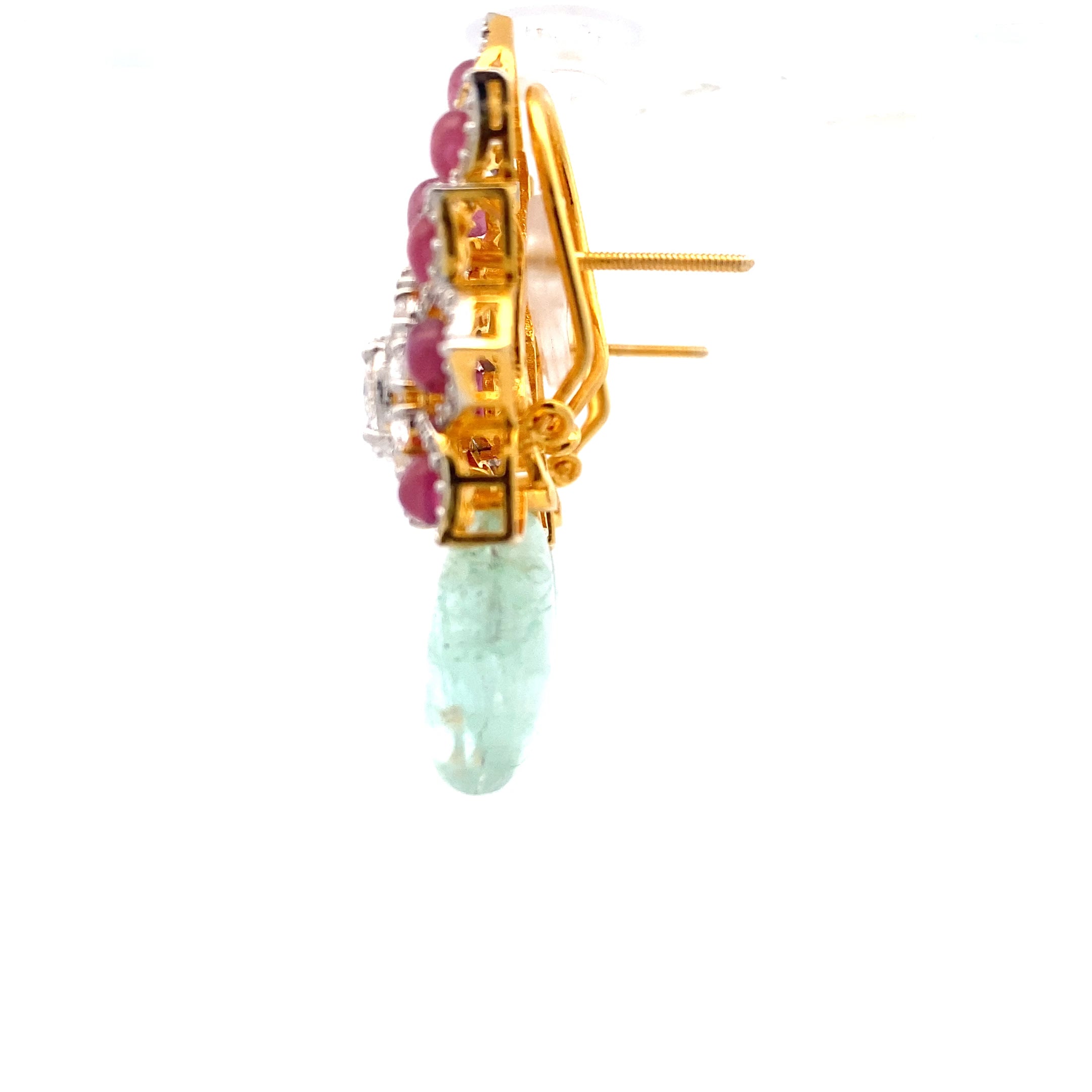 Ruby Crystal Aqua Briolette Drop Earrings
