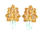 Ruby Crystal Aqua Briolette Drop Earrings