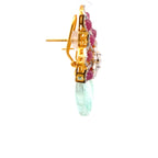 Ruby Crystal Aqua Briolette Drop Earrings