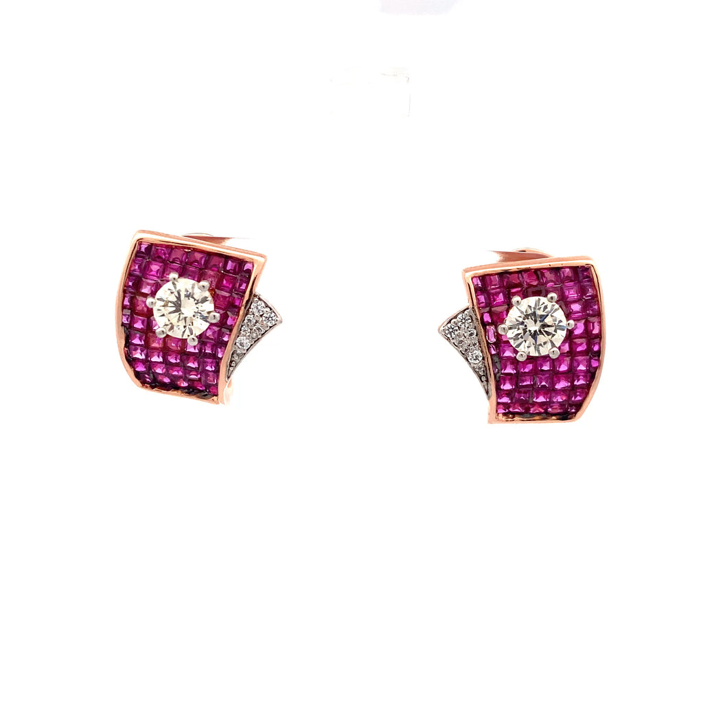 Semi Precious Ruby Halo Studs