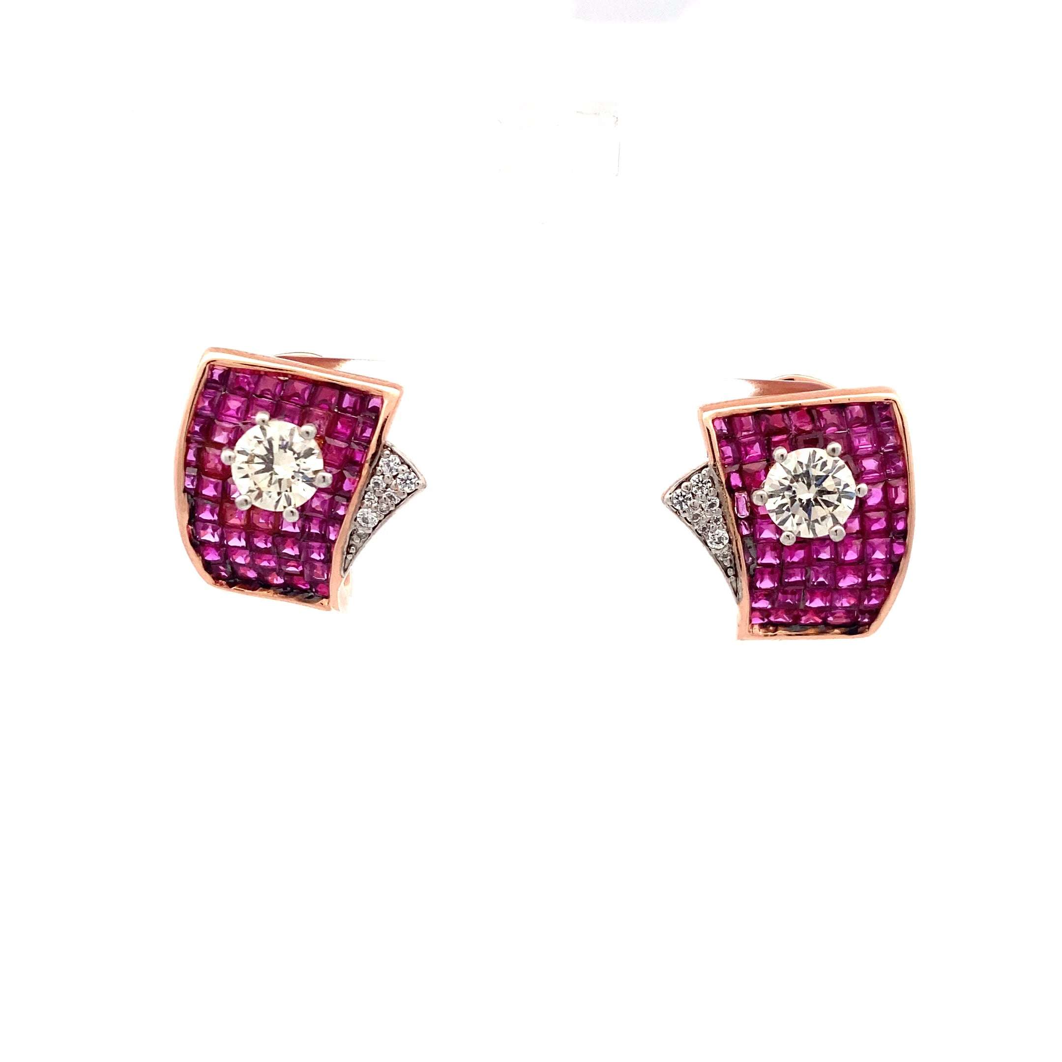 Semi Precious Ruby Halo Studs