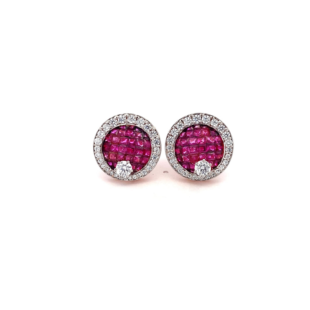 Ruby Halo Circle Studs