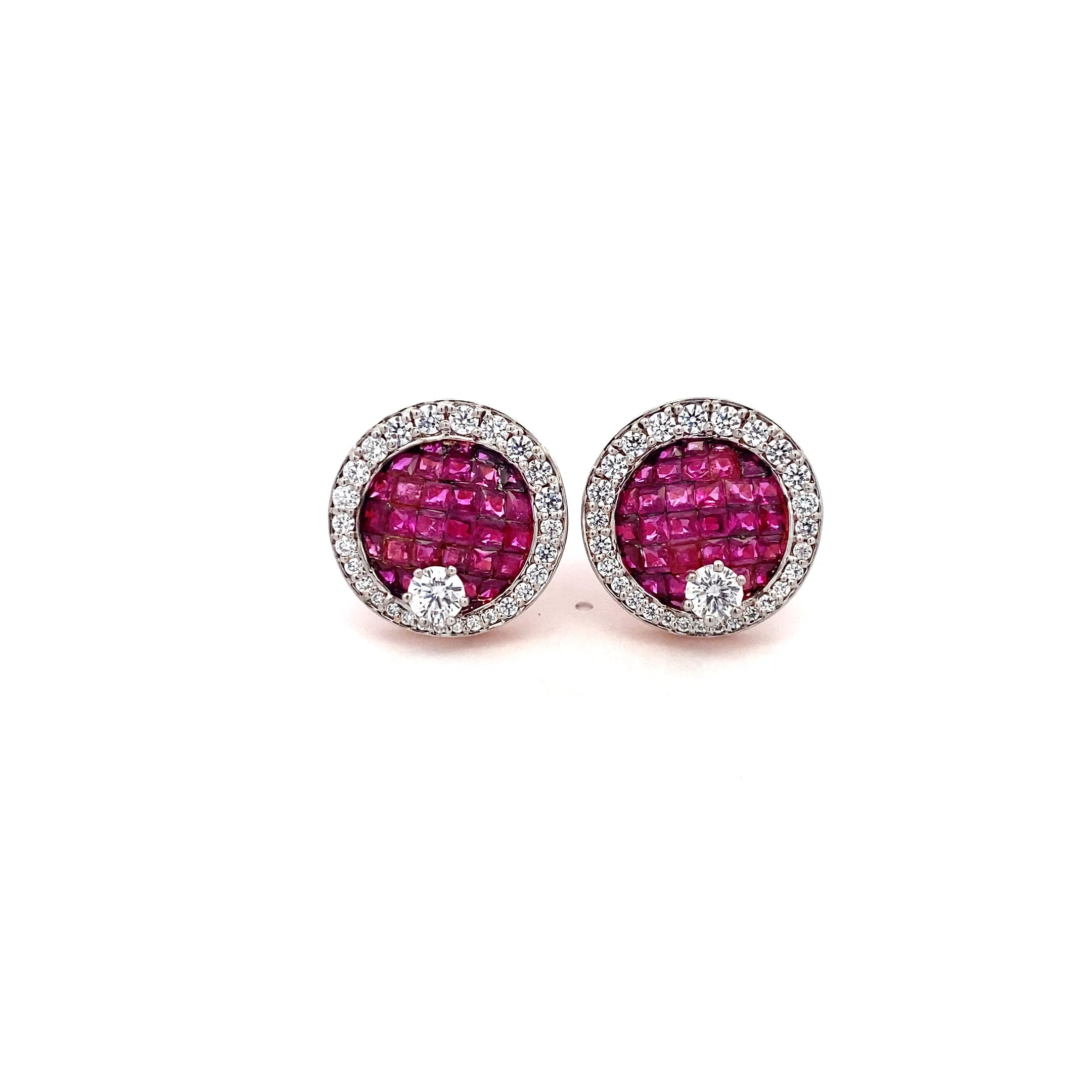 Ruby Halo Circle Studs