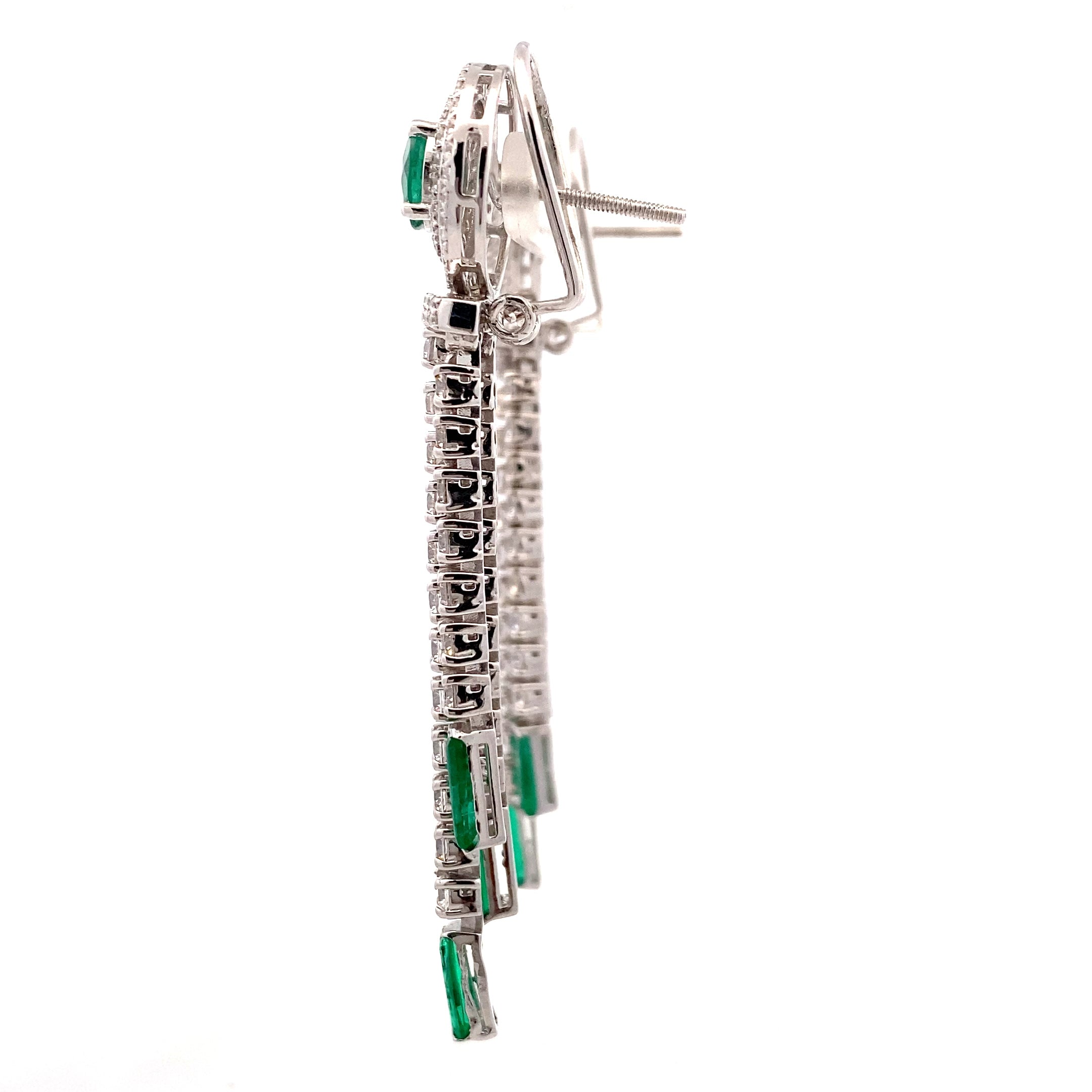 Emerald Baguette Crystal Fringe Earrings