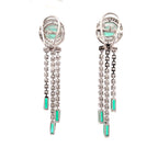 Emerald Baguette Crystal Fringe Earrings