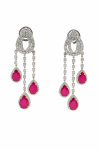 Ruby Teardrop Triple Chandelier Earrings