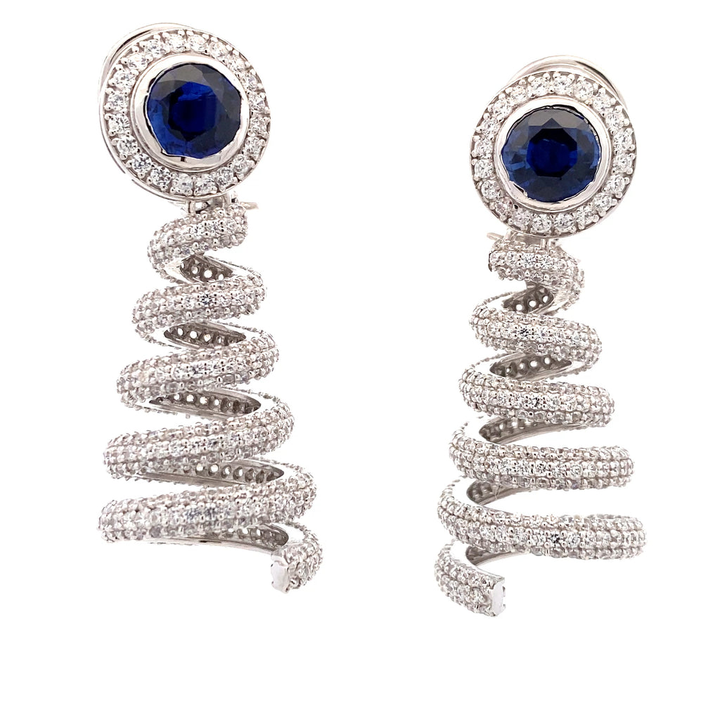 Sapphire Moissanite Spiral Earring