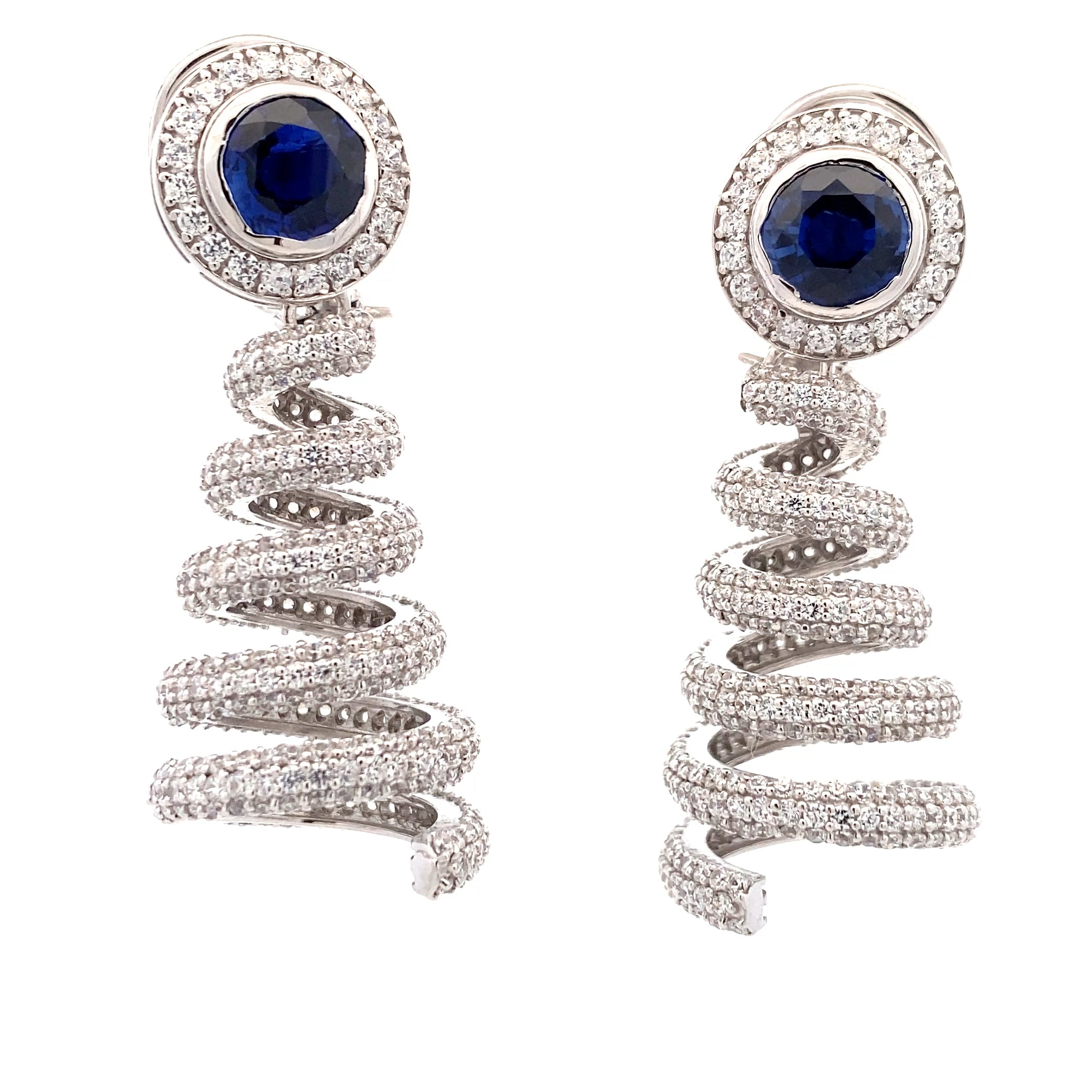 Sapphire Moissanite Spiral Earring
