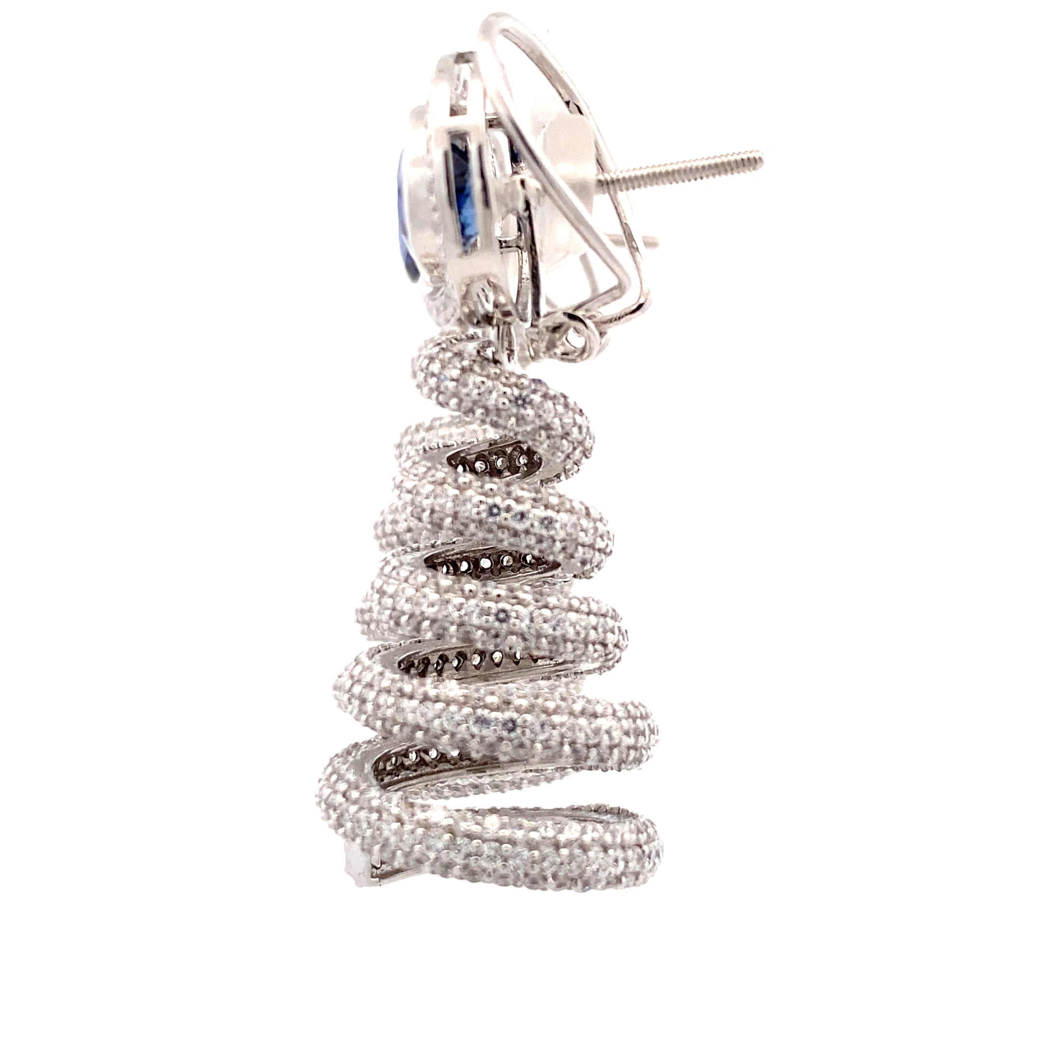 Sapphire Moissanite Spiral Earring